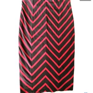 Mossimo M Stretch Bodycon Pencil Skirt Chevron Pink Gray Stretch Lined Zigzag